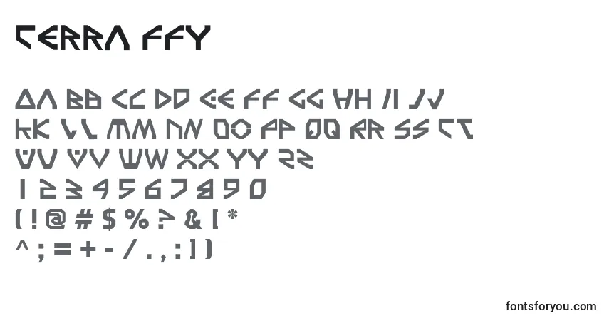 Schriftart Terra ffy – Alphabet, Zahlen, spezielle Symbole