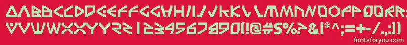 フォントTerra ffy – 赤い背景に緑の文字