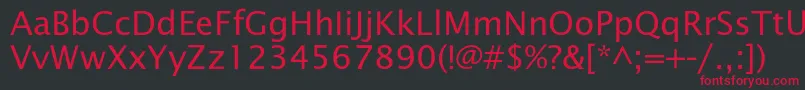 Czcionka Officetypesans – czerwone czcionki na czarnym tle