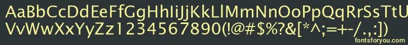 Officetypesans-fontti – keltaiset fontit mustalla taustalla