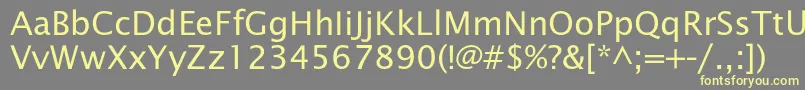 Officetypesans-fontti – keltaiset fontit harmaalla taustalla