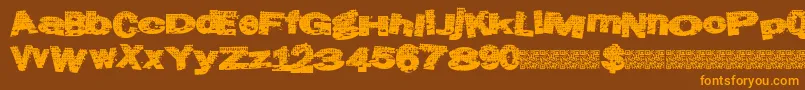 Atlasgrunge-Schriftart – Orangefarbene Schriften auf braunem Hintergrund