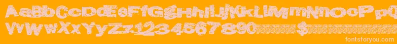 Atlasgrunge-Schriftart – Rosa Schriften auf orangefarbenem Hintergrund