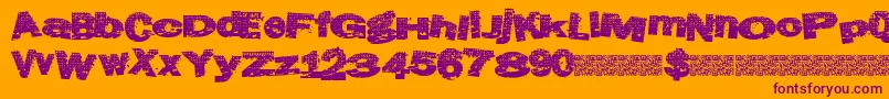 Atlasgrunge-Schriftart – Violette Schriften auf orangefarbenem Hintergrund