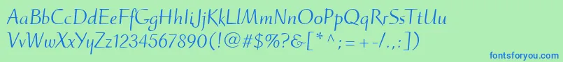 Подробнее о шрифте RuzickaFreehandLtRoman Шрифт RuzickaFreehandLtRoman – синие шрифты на зелёном фоне