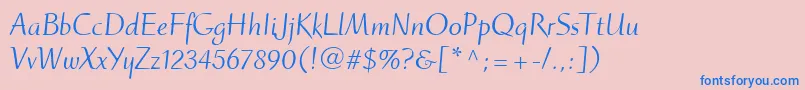 RuzickaFreehandLtRoman Font – Blue Fonts on Pink Background