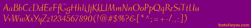 Police RuzickaFreehandLtRoman – polices orange sur fond violet