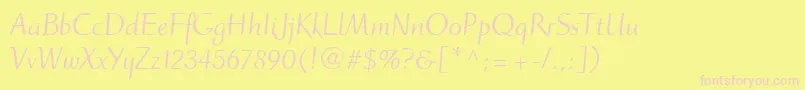 RuzickaFreehandLtRoman Font – Pink Fonts on Yellow Background