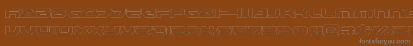 Royalsamuraiout-fontti – harmaat kirjasimet ruskealla taustalla
