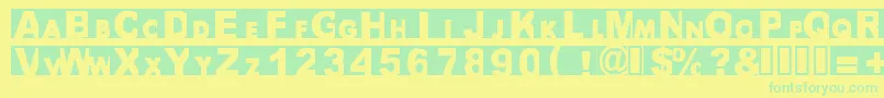 フォントBigarial – 黄色い背景に緑の文字