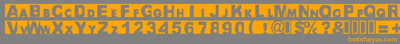 フォントBigarial – オレンジの文字は灰色の背景にあります。