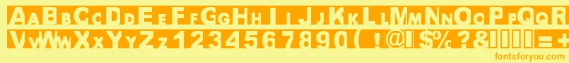 フォントBigarial – オレンジの文字が黄色の背景にあります。