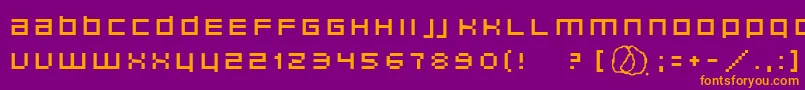 Unborneditrion-Schriftart – Orangefarbene Schriften auf violettem Hintergrund