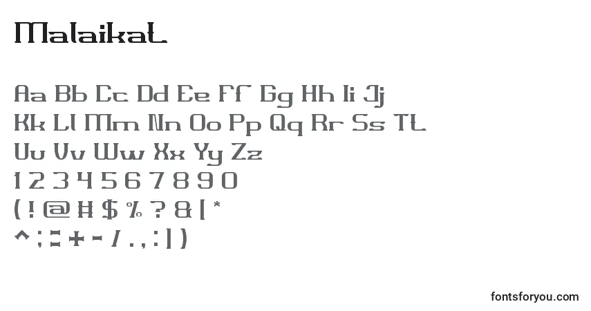 Шрифт Malaikat – алфавит, цифры, специальные символы