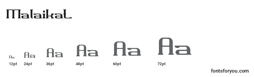 Размеры шрифта Malaikat