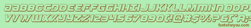 フォントOzda3Dital – 緑の背景に茶色のフォント