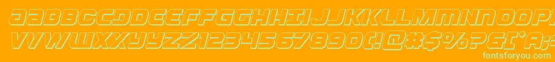 Ozda3Dital-Schriftart – Grüne Schriften auf orangefarbenem Hintergrund