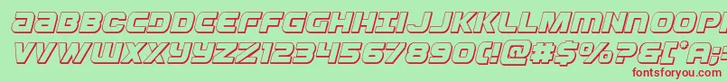 フォントOzda3Dital – 赤い文字の緑の背景