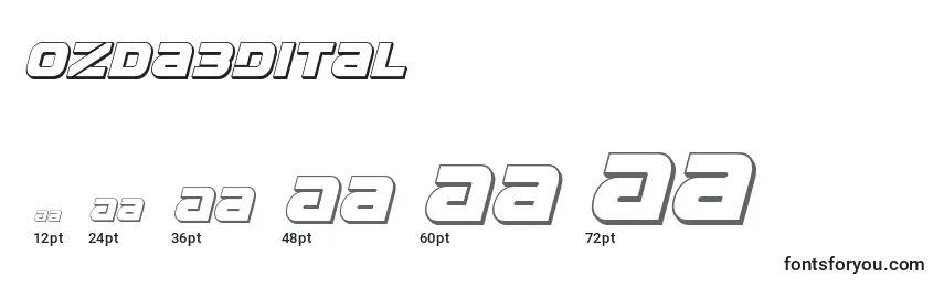 Размеры шрифта Ozda3Dital