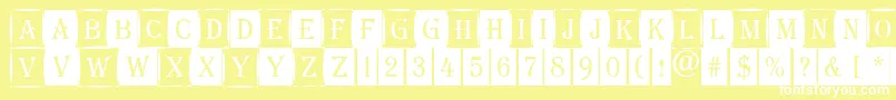 AAlgeriuscmdc1cmb-Schriftart – Weiße Schriften auf gelbem Hintergrund