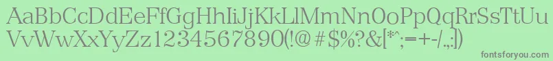 フォントPriamosserialXlightRegular – 緑の背景に灰色の文字