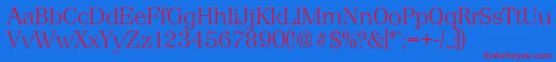 PriamosserialXlightRegular Font – Red Fonts on Blue Background