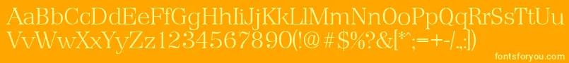 Fonte PriamosserialXlightRegular – fontes amarelas em um fundo laranja