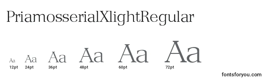 Размеры шрифта PriamosserialXlightRegular