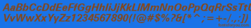 ZurichBoldItalicBt Font – Brown Fonts on Blue Background