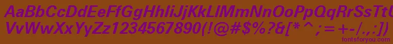 ZurichBoldItalicBt Font – Purple Fonts on Brown Background