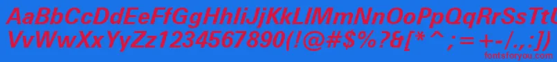 ZurichBoldItalicBt Font – Red Fonts on Blue Background