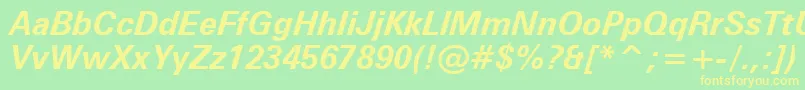 ZurichBoldItalicBt Font – Yellow Fonts on Green Background