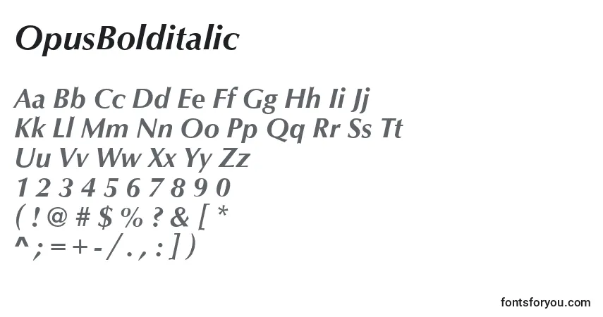 Schriftart OpusBolditalic – Alphabet, Zahlen, spezielle Symbole