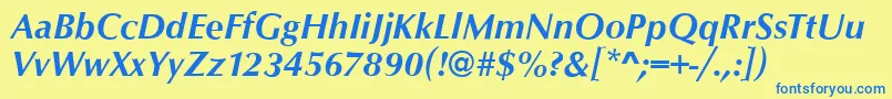 OpusBolditalic Font – Blue Fonts on Yellow Background