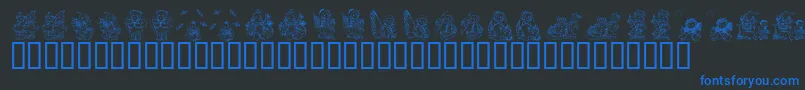 KrHolidayTeddiesTwo Font – Blue Fonts on Black Background
