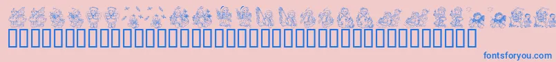 KrHolidayTeddiesTwo Font – Blue Fonts on Pink Background