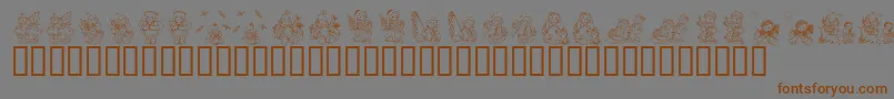 KrHolidayTeddiesTwo-Schriftart – Braune Schriften auf grauem Hintergrund