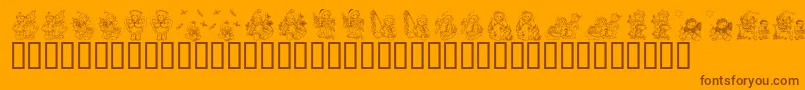 Lisätietoja KrHolidayTeddiesTwo-fontista KrHolidayTeddiesTwo-fontti – ruskeat fontit oranssilla taustalla