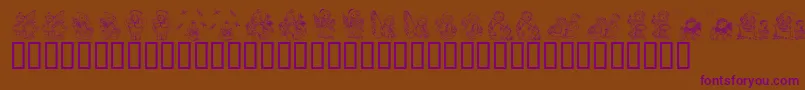 KrHolidayTeddiesTwo-Schriftart – Violette Schriften auf braunem Hintergrund