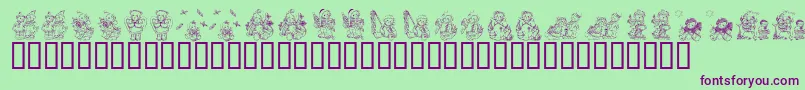 KrHolidayTeddiesTwo-Schriftart – Violette Schriften auf grünem Hintergrund