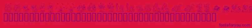 KrHolidayTeddiesTwo Font – Purple Fonts on Red Background