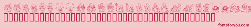 KrHolidayTeddiesTwo Font – Red Fonts on Pink Background