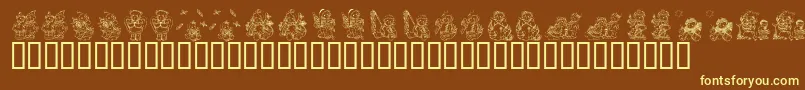 KrHolidayTeddiesTwo Font – Yellow Fonts on Brown Background