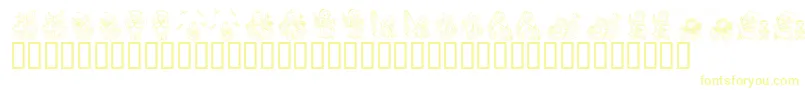 KrHolidayTeddiesTwo Font – Yellow Fonts on White Background