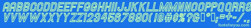 Hallandaleinlineitalic Font – Green Fonts on Blue Background