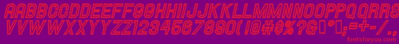 Hallandaleinlineitalic-Schriftart – Rote Schriften auf violettem Hintergrund