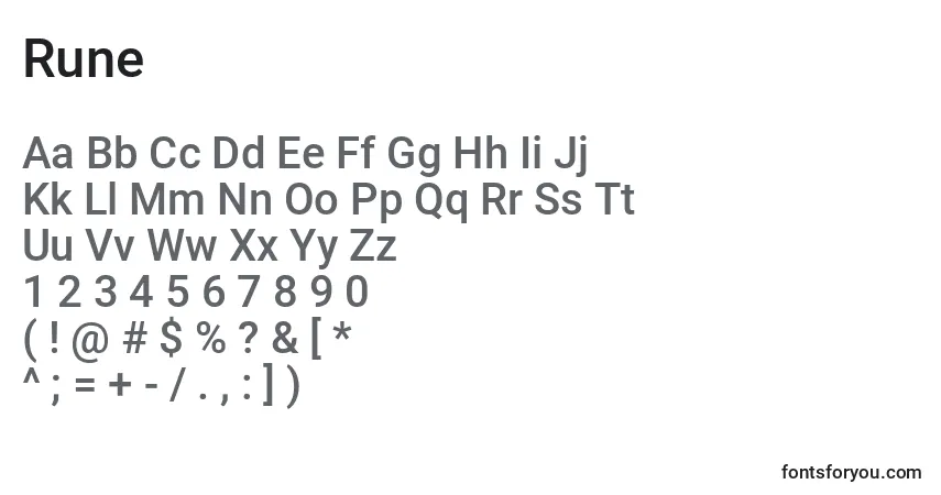 Czcionka Rune – alfabet, cyfry, specjalne znaki