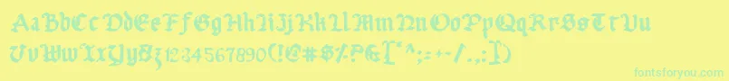 フォントUberv2 – 黄色い背景に緑の文字