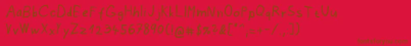 フォントMemoriaVestri – 赤い背景に茶色の文字
