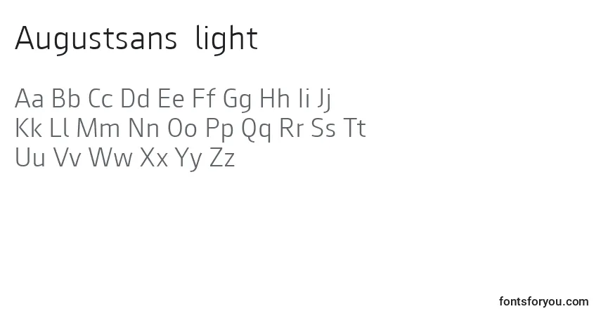 Czcionka Augustsans45light – alfabet, cyfry, specjalne znaki